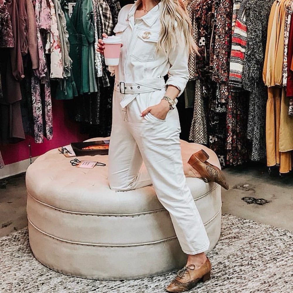 BURU Small Josephine Jumpsuit in‎ White Painter’s Utility Boiler Suit